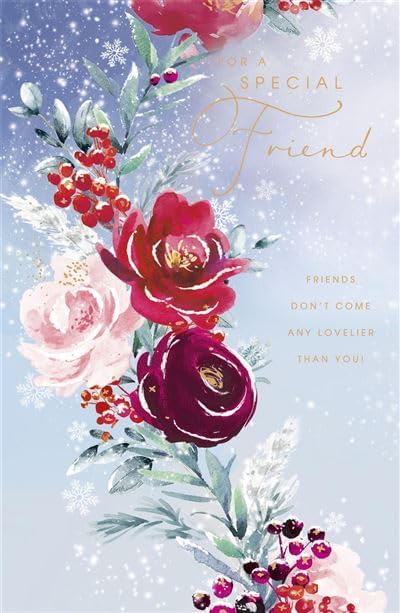 Flowers with Foil Details Eco-Friendly Special Friend Christmas Card