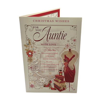 For You Auntie Red Dress Shoes Design Christmas Card