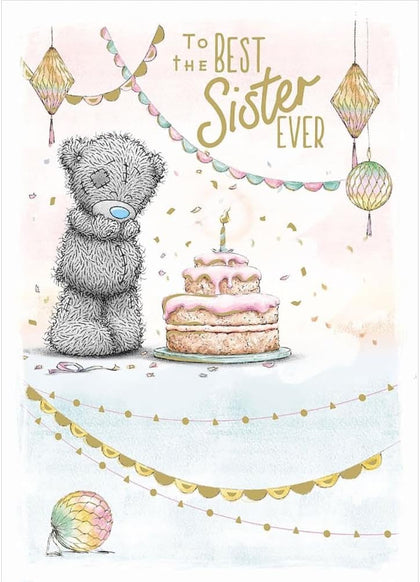 Bear With Cake And Candle Sister Birthday Card