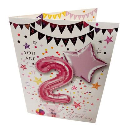 Girl You Are 2 Today Balloon Boutique Birthday Greeting Card