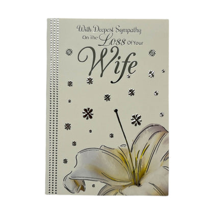 Loss Of Wife White Lily Flower Design Sympathy Card