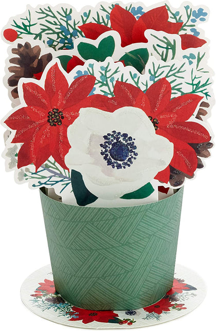 Paper Wonder Displayable Pop Up Christmas Card Poinsettia Bouquet