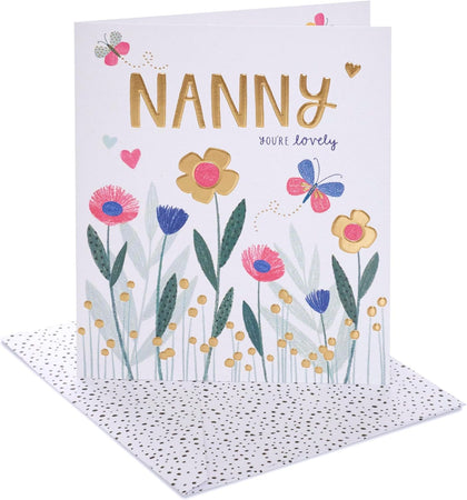 Lovely Bright Flowers Design Nanny Birthday Card