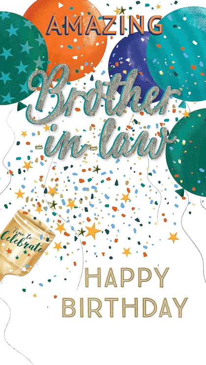 Embellished Balloons Champagne Amazing Brother-In-Law Birthday Greeting Card