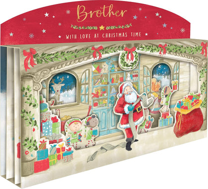 Amazing Brother Spectacular 3D Santa Scene Freestanding Christmas Card