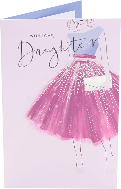 Purple Dress Design Daughter Birthday Card