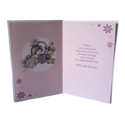 For A Lovely Mummy Teddy With Flower Design Mother's Day Card