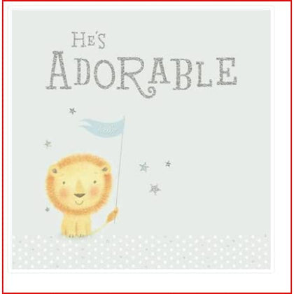 Lion Image Arrival Birth Baby Boy Congratulations Card