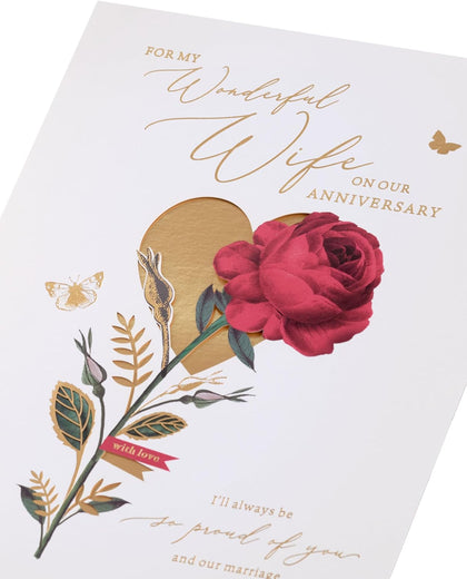 Stunning Rose Design Wife Anniversary Card