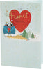 Fiancé Christmas Card with Envelope Sweet Design with Penguins Love Heart