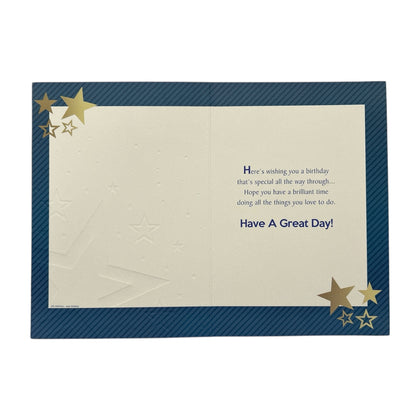 Age 20 Male Traditional Gold Stars Design Birthday Card