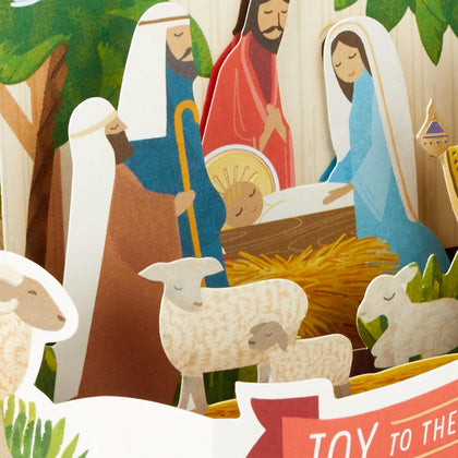 Nativity Scene Design Religious 3D Paper Wonder Christmas Card