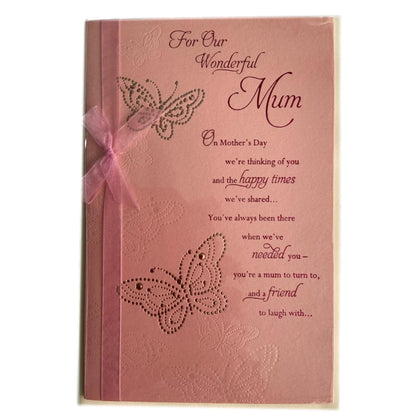 Our Wonderful Mum Nice Verse Butterflies Design Mother's Day Card