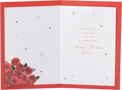 Red Floral Design Wife Christmas Card