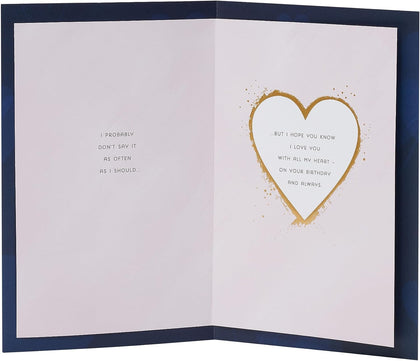  Dark Blue & Gold Design Wife Large Birthday Card