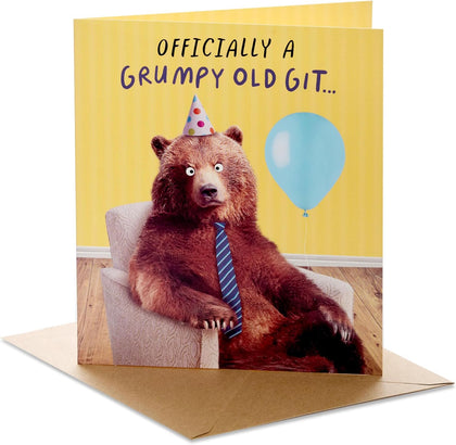 Funny Grumpy Old Bear Gift Design Birthday Card