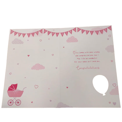 On The Birth of a New Baby Girl Balloon Boutique Greeting Card