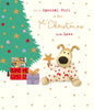 Boofle with Gifts Cute Baby Girl's 1st Christmas Card