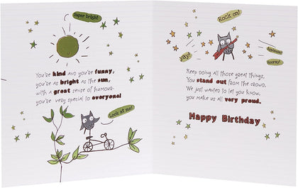 Cute Design with Owl Illustration and Sentimental Verse Grandson Birthday Card