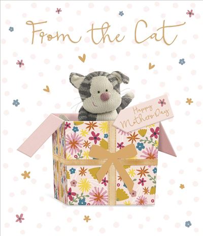 From The Cute Cat Inside Gift Box Design Mother's Day Card