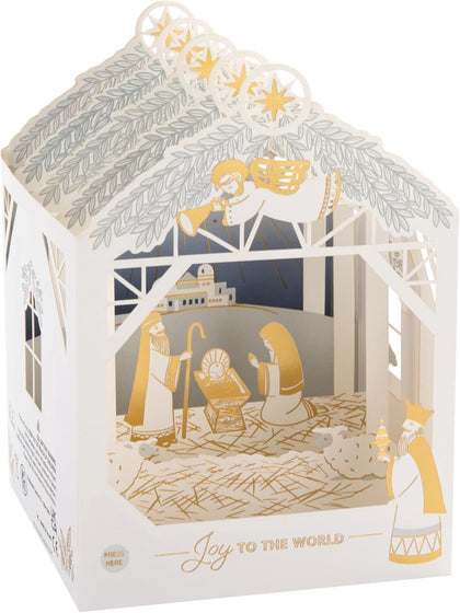 Nativity Scene 3D & Pop Up Shadowbox Musical Light Up Christmas Card,