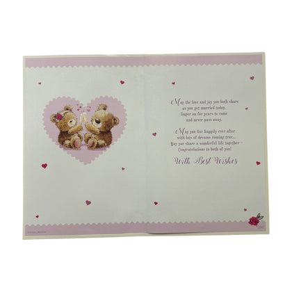 On Your Wedding Day Couple Teddy With Champagne Design Card