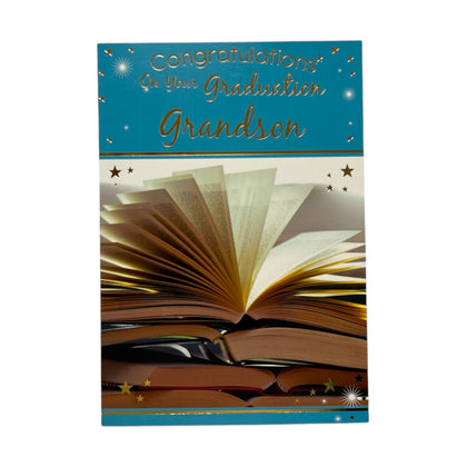 Congratulations Grandson on Graduation Books Design Greeting Card