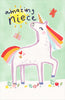 Unicorn Design Niece Birthday Card