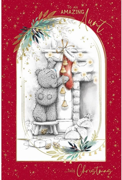 Bear Hanging Up Stocking Aunt Christmas Card