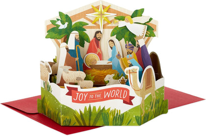 Nativity Scene Design Religious 3D Paper Wonder Christmas Card