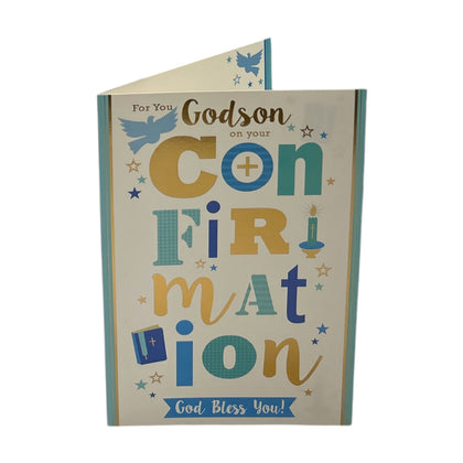 For Godson On Your Confirmation Bold Lettering Design Religious Greeting Card