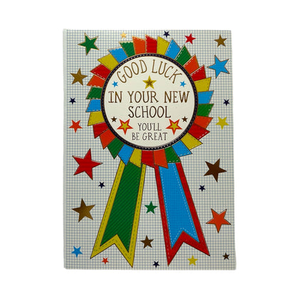 In Your New School Rosette Design Good Luck Card