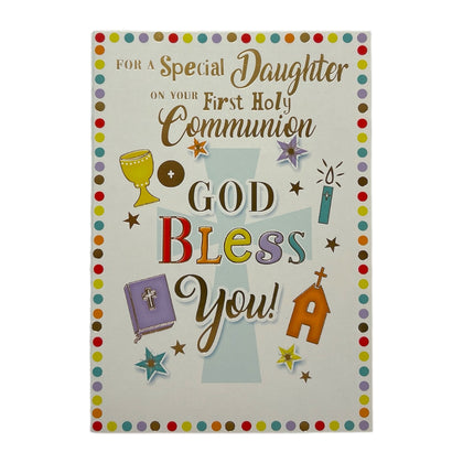 For Daughter First Holy Communion Religious Greeting Card