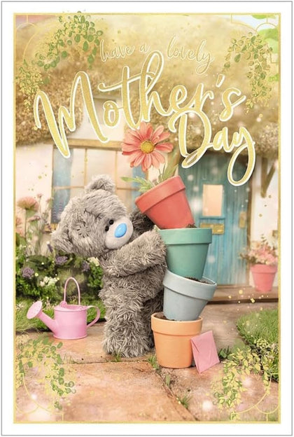 Bear With Stack Of Plant Pots Photo Finish Mother's Day Card