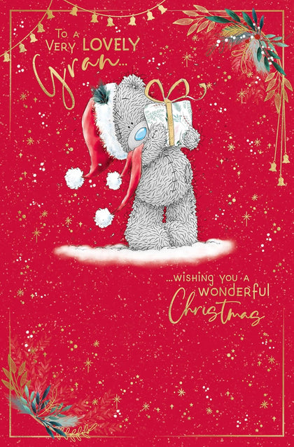 Bear Holding Gift Gran Christmas Card