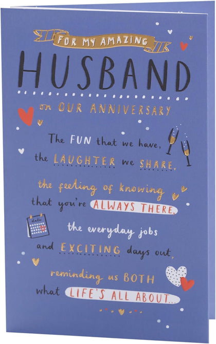 Heartfelt Rhyme Design Husband Anniversary Card