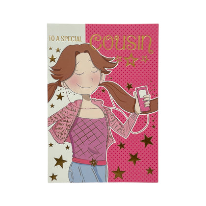 To A Special Cousin Girl with Earphones Design Birthday Card