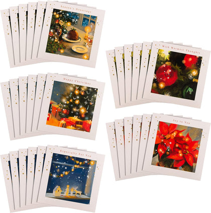 Pack of 30 in 5 Contemporary Designs Festive Christmas Card