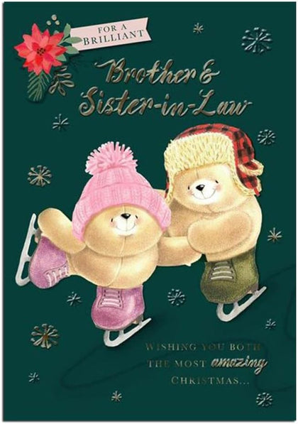 Cute Forever Friends Design Brother and Sister-in-Law Christmas Card