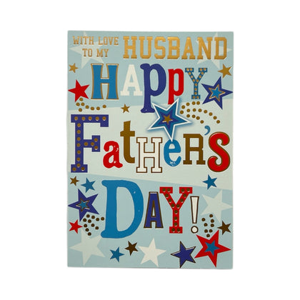 To My Husband Colourful Stars Design Father's Day Card