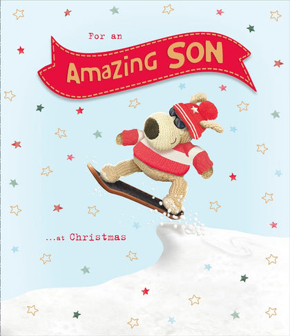 Boofle Amazing Snowboarding Son Christmas Card