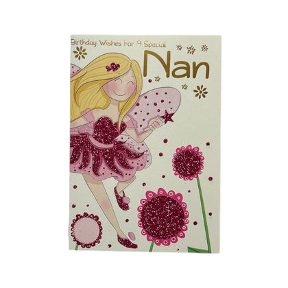 To Nan Juvenile Fairy & Flower Design Birthday Card