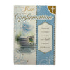 For Son Dove And Cross Blue Design Confirmation Religious Greeting Card