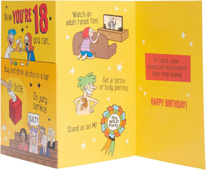 Witty Cartoon Design 18th Birthday Card for Him/Her/Friend