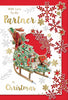 With Love to My Partner Gifts on Sleigh Design Christmas Card