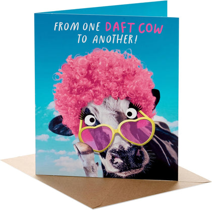 Funny Daft Cow Design Birthday Card