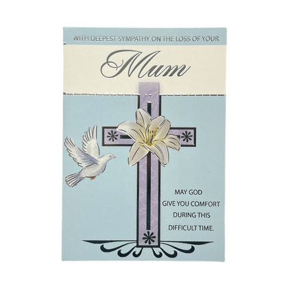 Loss Of Your Mum Dove and Cross Design Sympathy Card