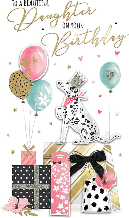 Embellished Dalmatian Dog Daughter Birthday Card