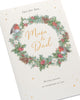 Festive Wreath Design Mum & Dad Christmas Card