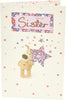 Boofle Lovely Design Holding A Big Star Sister Birthday Card